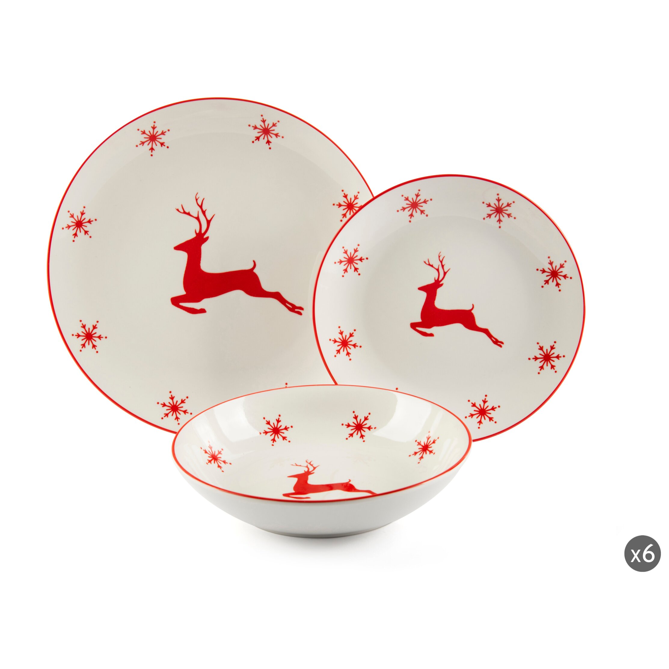 Service de Table 18 pièces Excelsa - Nordic Christmas, Porcelaine Blanche