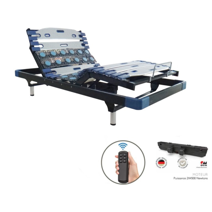 Ensemble Sommier électrique Sensomatic & matelas Gel et mémoire de forme| Bi-technologie | Lattes flexibles TRICONFORT® et Plots multidirectionnels Pression 3D®