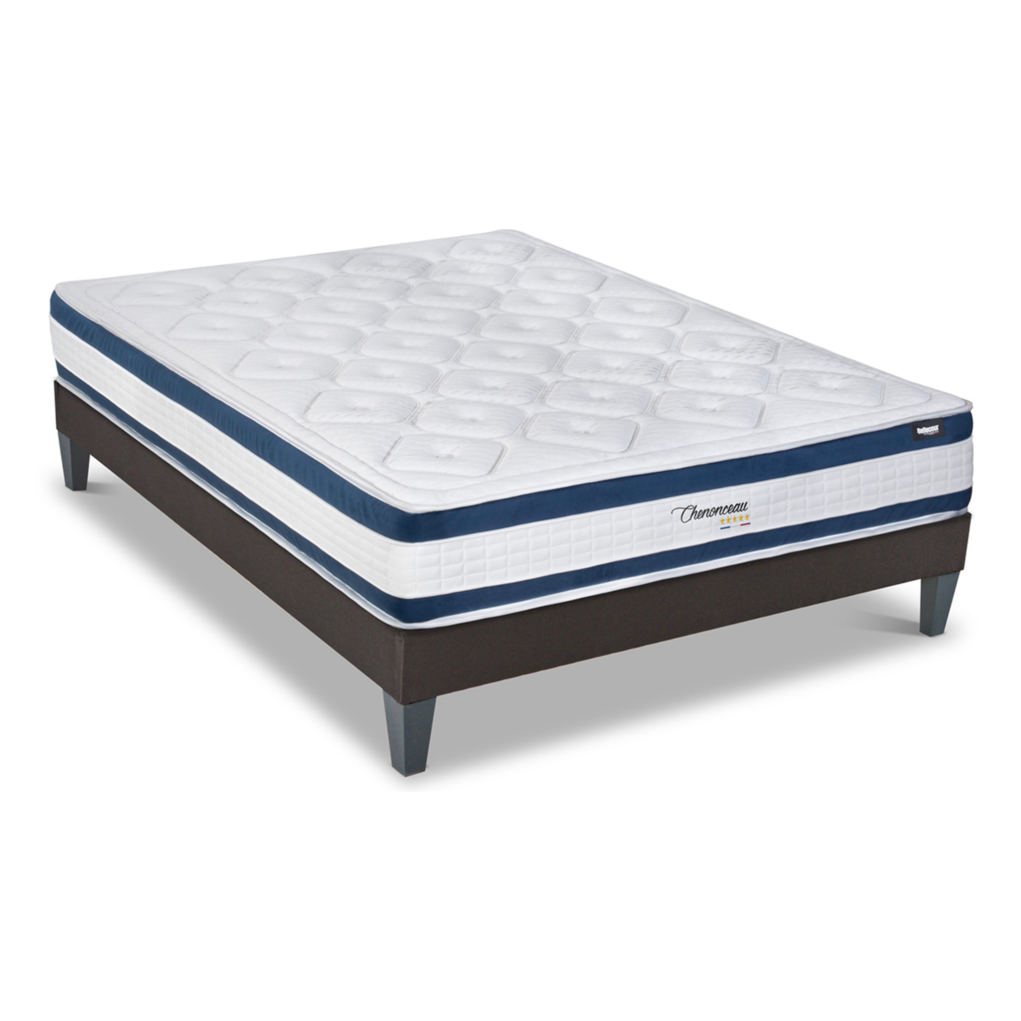 Ensemble Matelas Chenonceau & Sommier KIT15, 26 cm, Mémoire de Forme Haute Densité, Technologie Tri-Lattes, Soutien Ferme