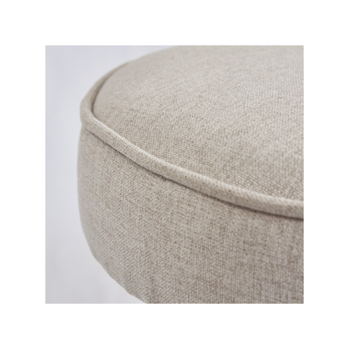 Tabouret H. 45 cm Tissu Capitonné Gris Clair & Métal - AIDA 7483