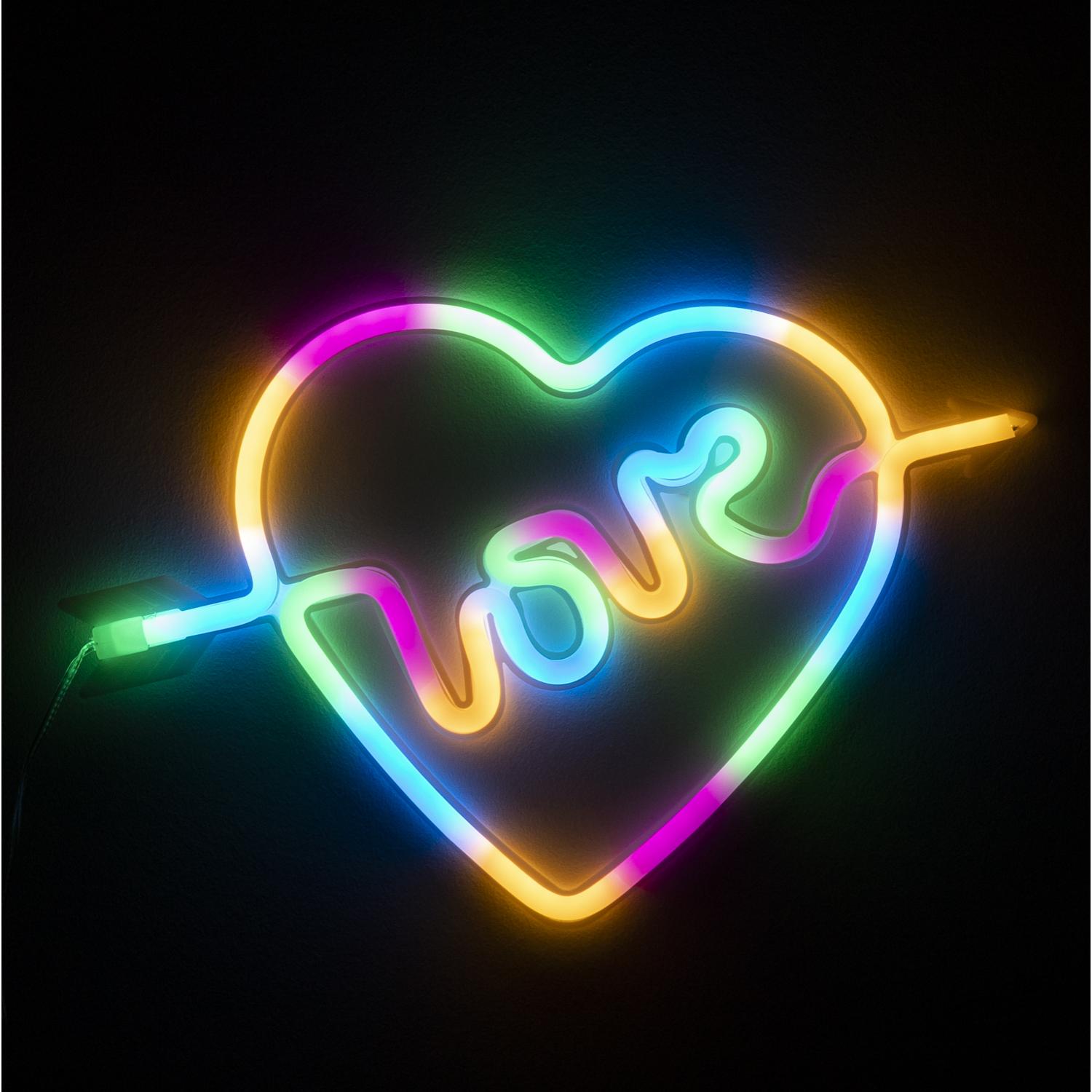 Ciondolo neon multicolor con disegno Love Heart.