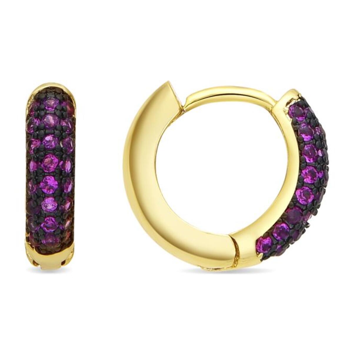 Pendientes acabado oro amarillo de 18k y Circonita Rubí