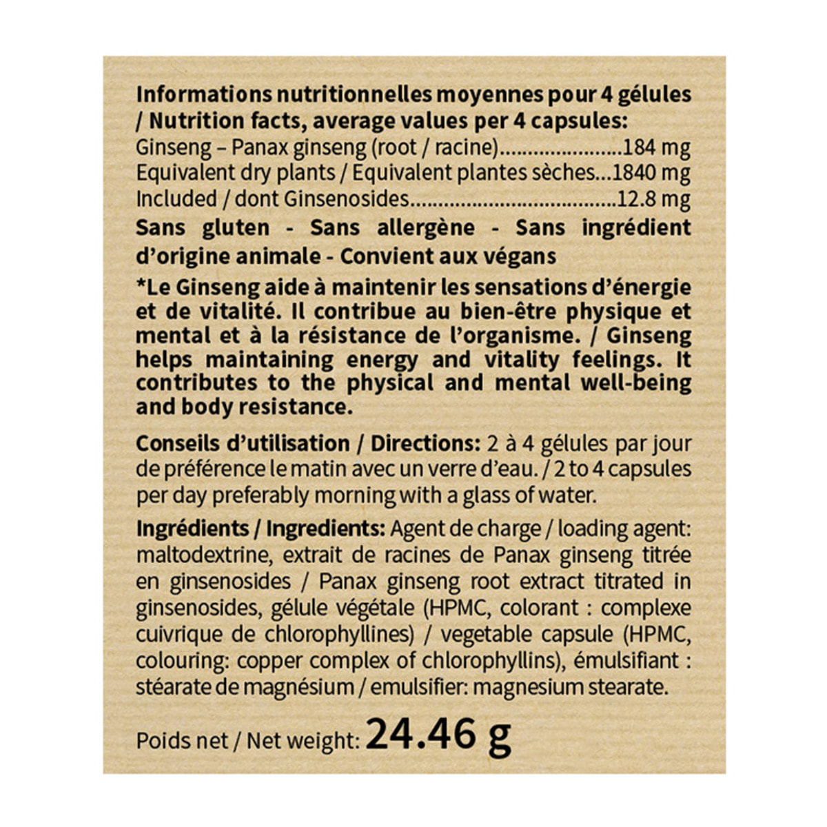 NUTRI EXPERT - Ginseng Rouge - Aide a lutter contre la fatigue et le stress - Soutien des défenses naturelles et vitalité - Stimule le système immunitaire - 100% Extraits Racine de Ginseng - 60 Gélules