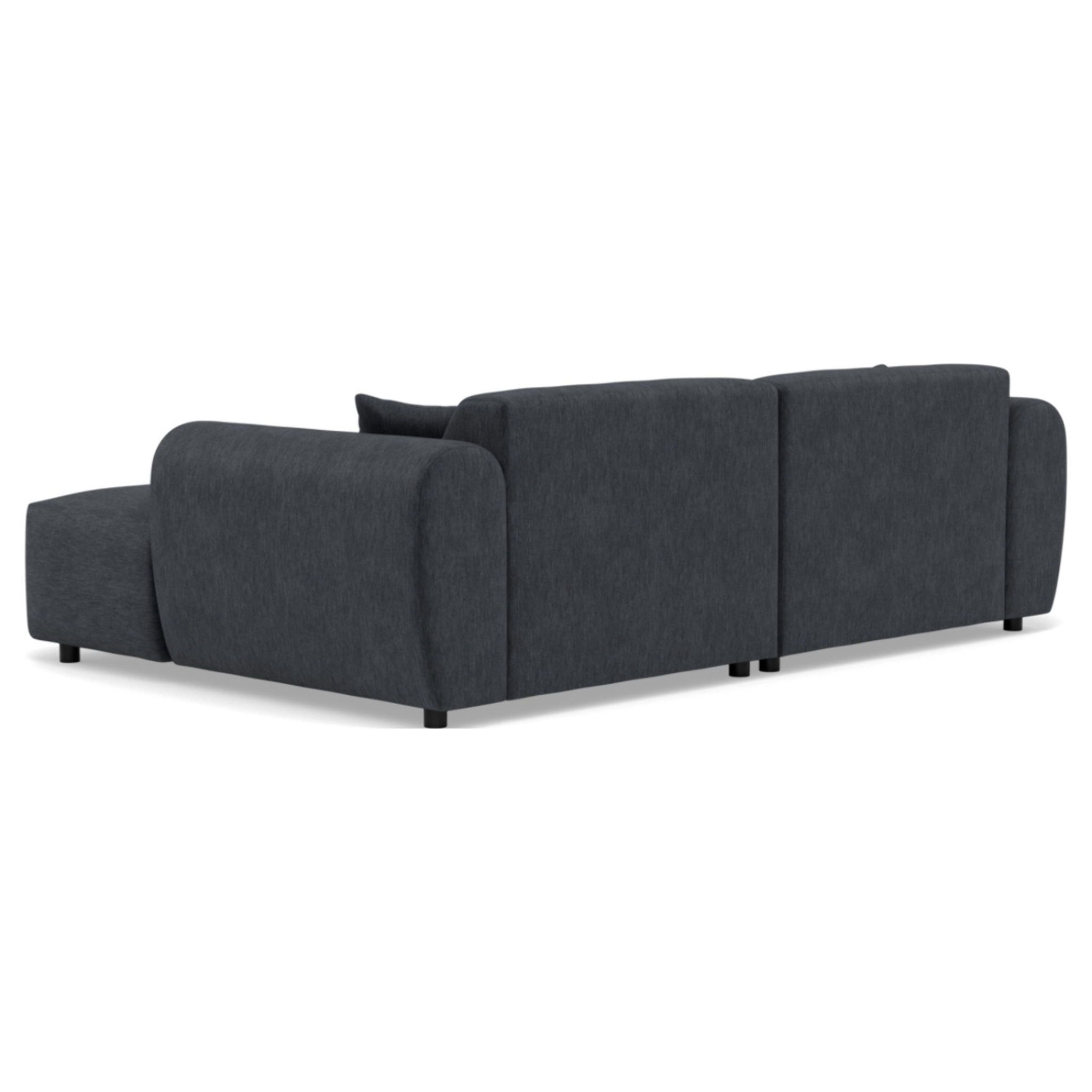 Aumance - canapé droit 4 places avec double méridienne assise profonde en velours texturé - Gris foncé