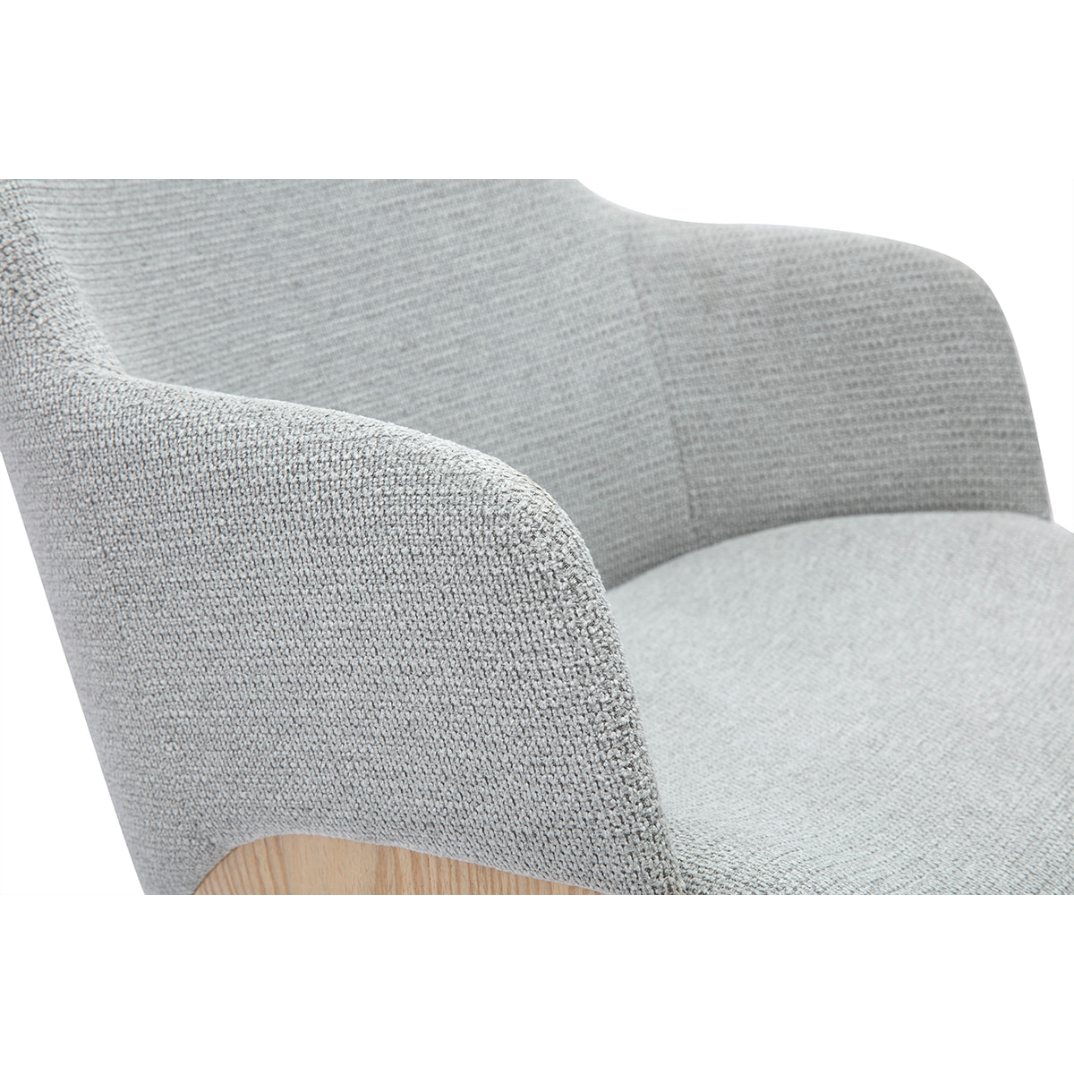 Chaise en tissu chenille gris et bois clair EARL