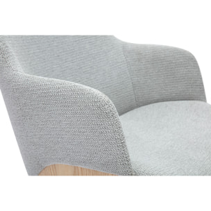 Chaise en tissu chenille gris et bois clair EARL