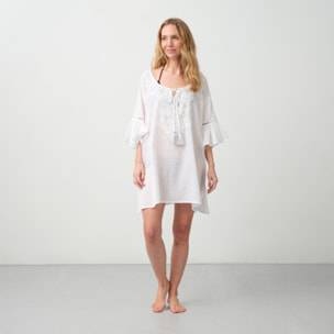 Túnica algodón bordada Pip color blanco