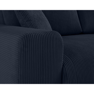 Garance - canapé droit 3 places - en velours côtelé - Bleu nuit