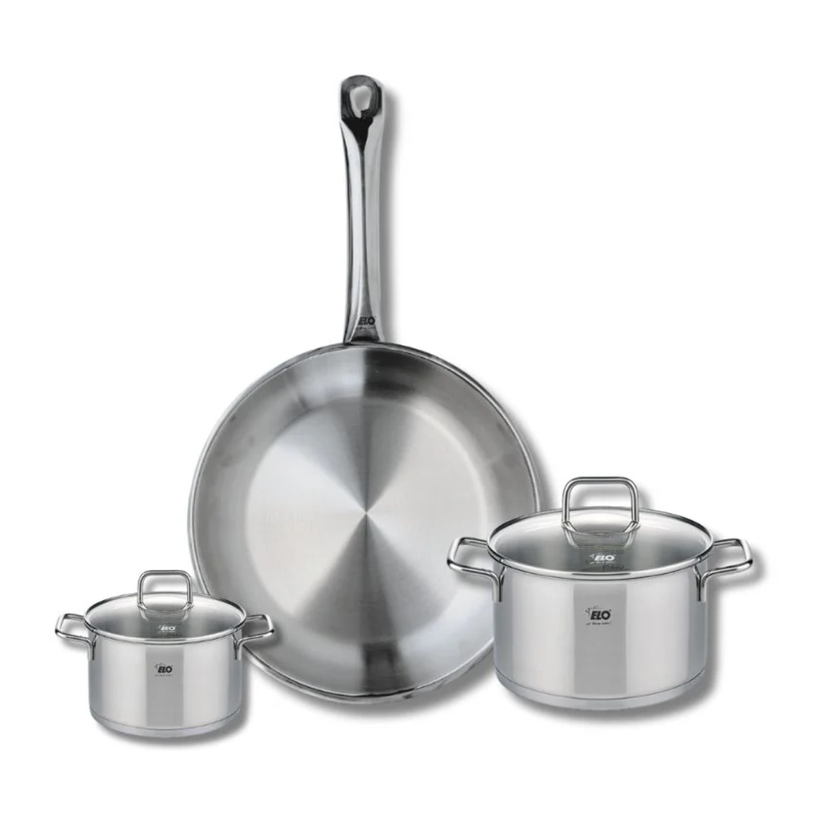 Ensemble de 1 Poêle de cuisson 28 cm et 2 faitouts 12 et 16 cm Elo Profi Citrin