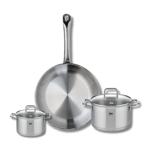 Ensemble de 1 Poêle de cuisson 28 cm et 2 faitouts 12 et 16 cm Elo Profi Citrin