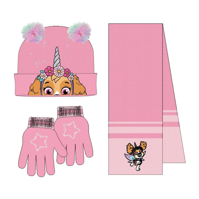 Conjunto gorro, guantes y tubo de cuello infantil "Paw Patrol"
