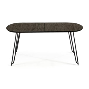 Mesa extensible Milian 140 (220) x 90 cm chapa de fresno patas de acero acabado negro