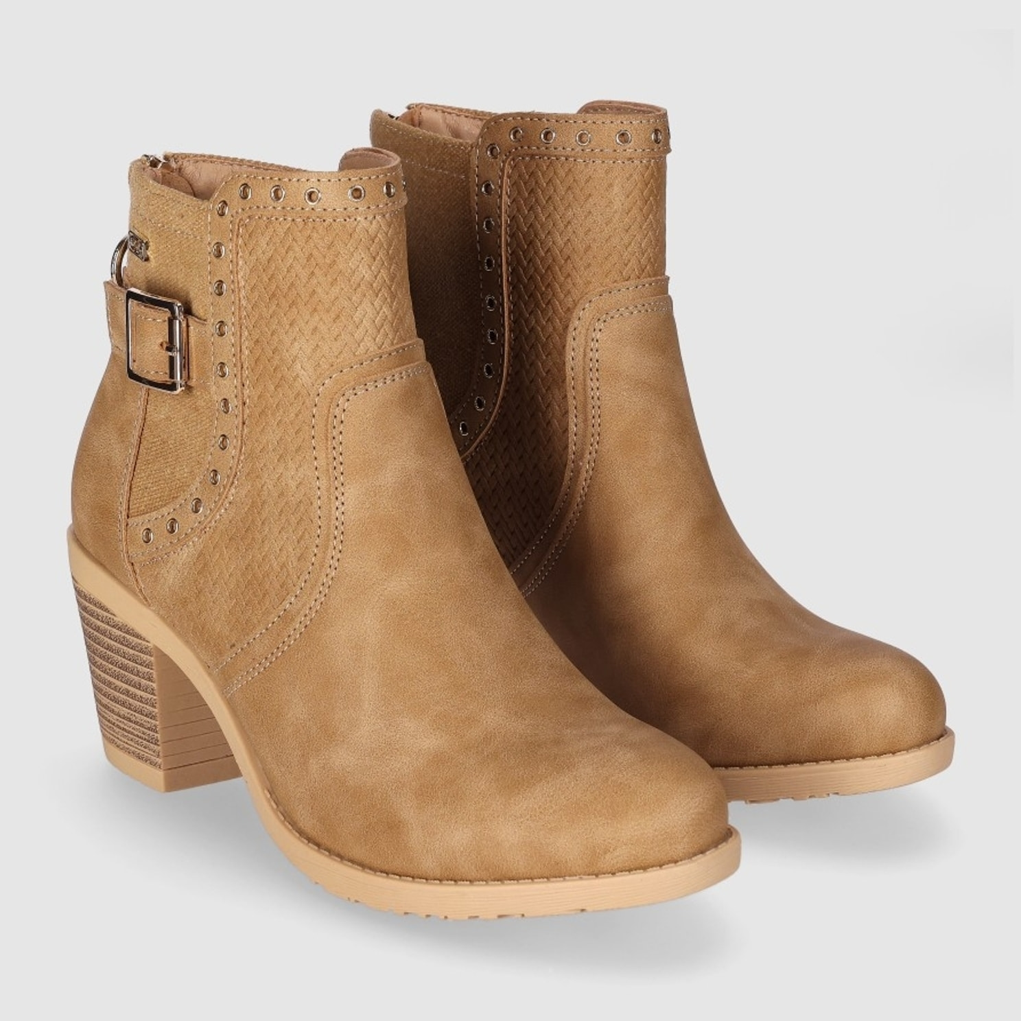 Botines de Piel Sintética - Cuero - Tacón: 6 cm