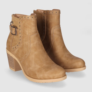 Botines de Piel Sintética - Cuero - Tacón: 6 cm