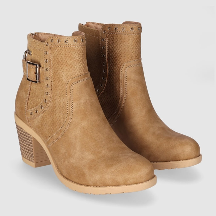 Botines de Piel Sintética - Cuero - Tacón: 6 cm