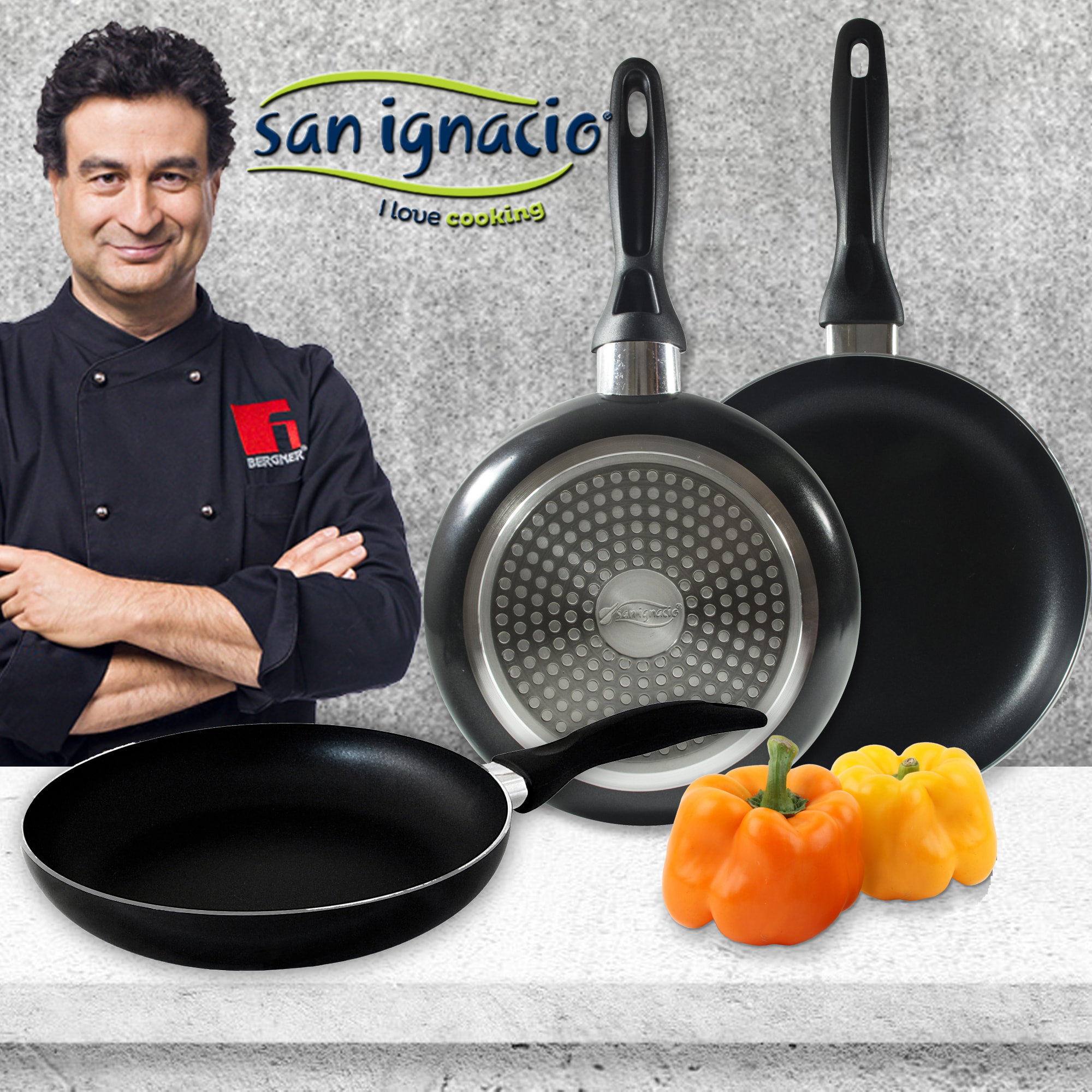 Set clásico San Ignacio: Juego de tres sartenes +  Batería de cocina 5 piezas