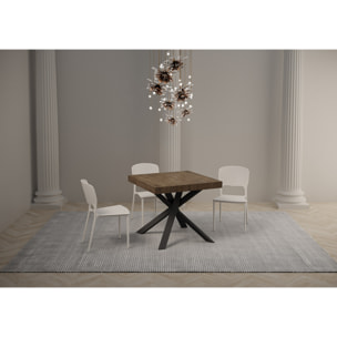 Table extensible 90x90/194 cm Clerk Premium dessus Noyer pieds Anthracite