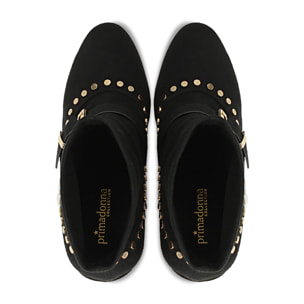 Botines negros con hebilla maxi, tacón de 10,5 cm
