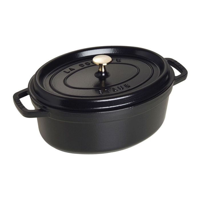 Cocotte en Fonte, Ovale, Ø 33 cm, 6,7 L, Noir Mat