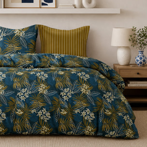 Parure housse de couette 100% percale de coton motif végétal tropical et floral - FLORILEGE