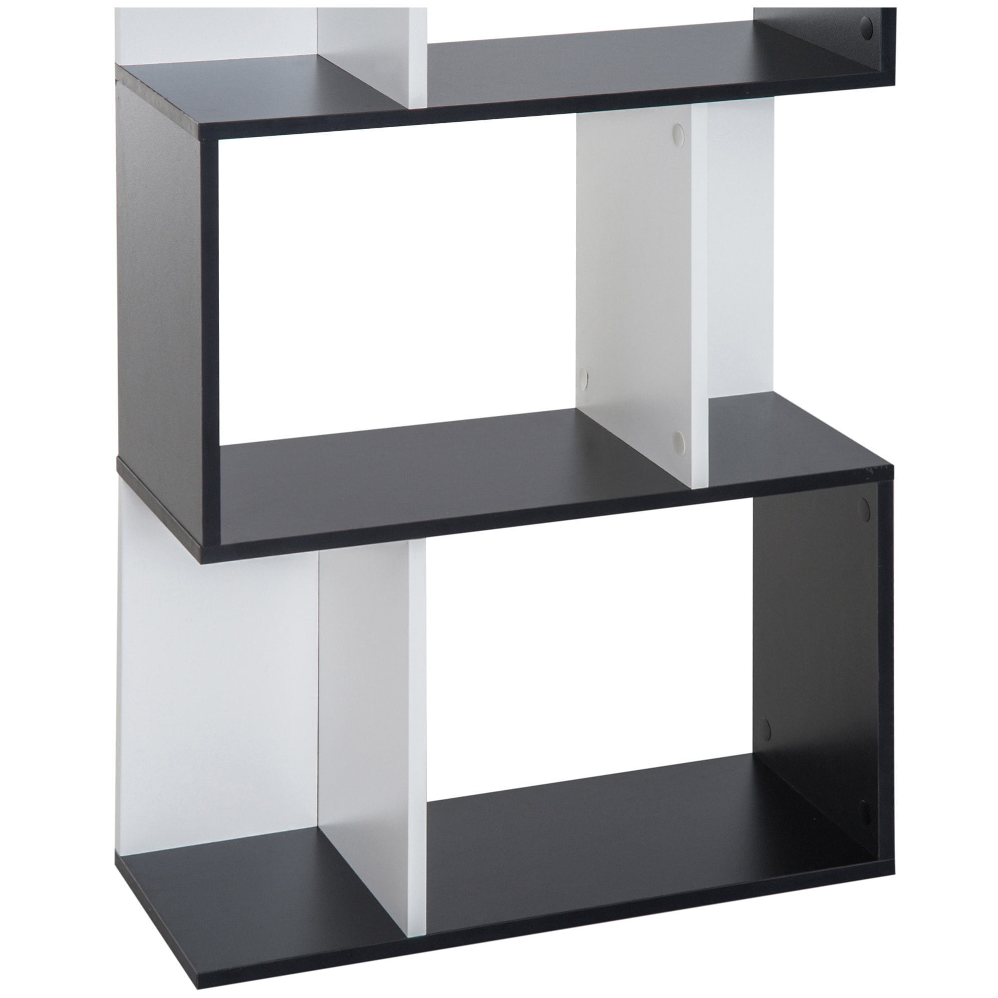 Bibliothèque étagère meuble de rangement design contemporain en S 4 étagères 60L x 24l x 148H cm noir blanc