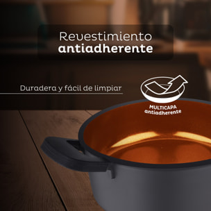 Cacerola 24 x 11,5 cm con tapa san ignacio bronze de aluminio fundido apta para induccion