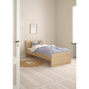 Letto singolo Assar, Sommier per camera da letto, Giroletto per stanza, Struttura porta materasso, 197x96 h80 cm, Rovere