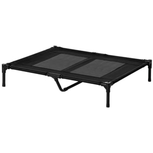 Cama Elevada para Perros Gatos Portátil Cama para Mascotas con Zona de Malla Transpirable y Tela Oxford para Interior Exterior 92x76x18 cm Negro