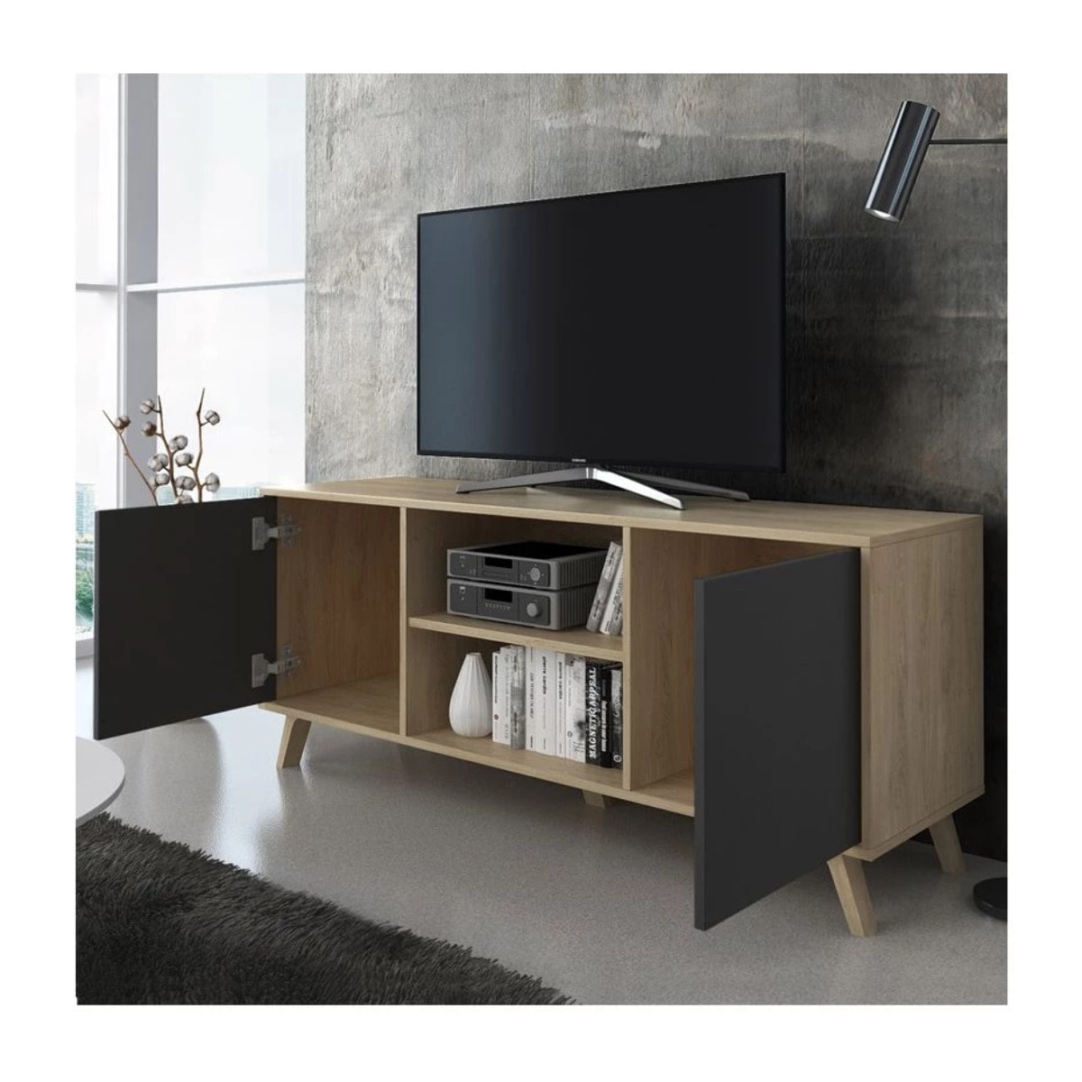 Mueble TV Wind 140 Puccini - Gris Antracita