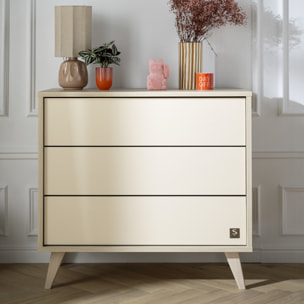 Commode 3 tiroirs sur pieds bois obliques