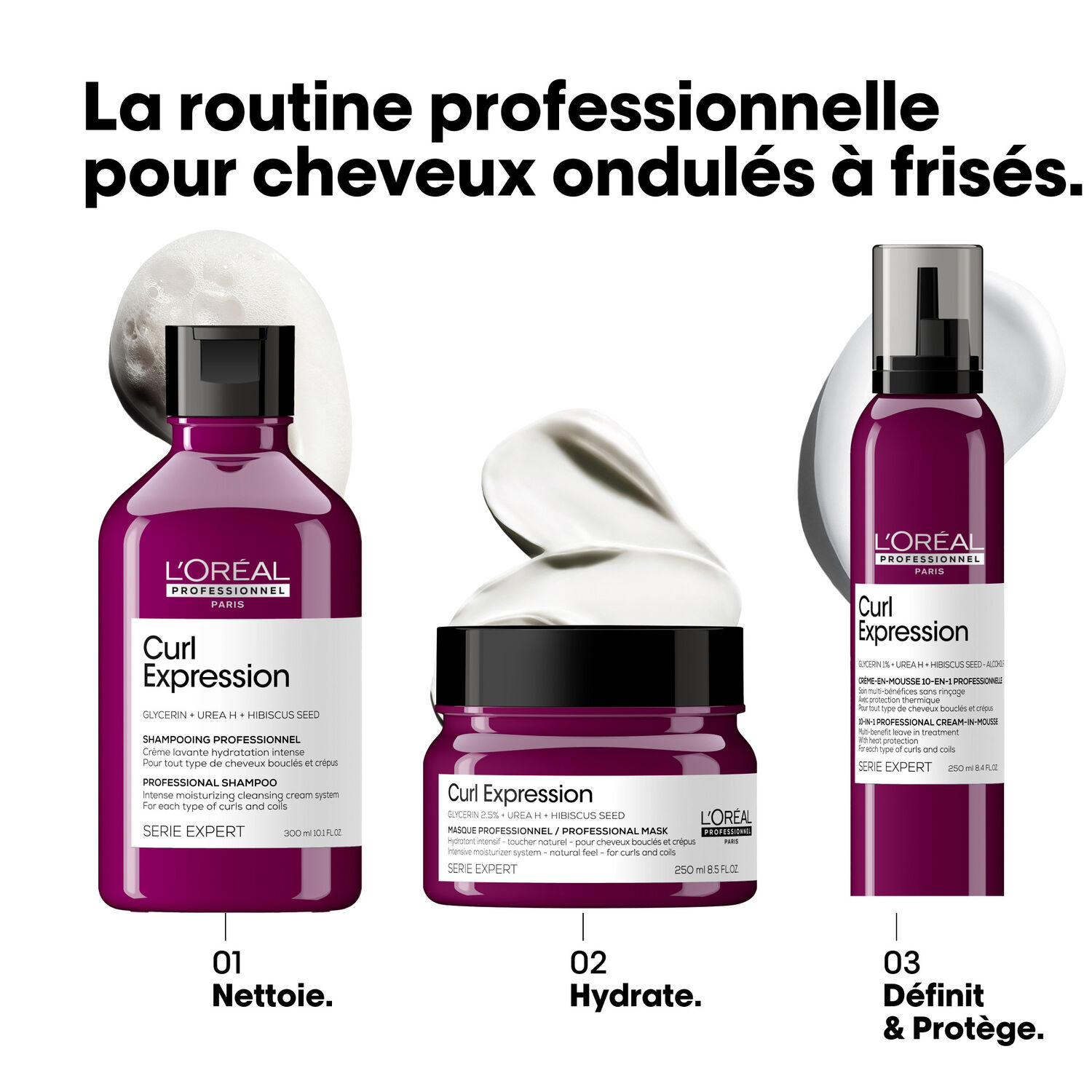 Série Expert Curl Expression - Crème en-Mousse 10en1 - cheveux ondulés, bouclés et frisés 250ml