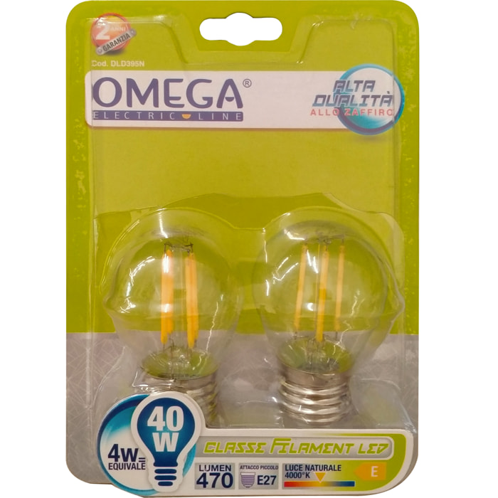 OMEGA Set 6 pezzi filament led sfera g45 4w 470lm 4000k e27