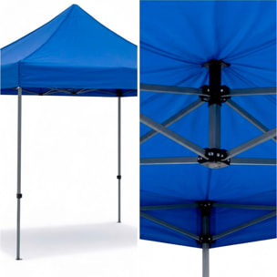 Gazebo Professionale 3x3 M Richiudibile Automatico In Acciaio Con Telo Oxford 1200D PVC Impermeabile e Anti UV A Fisarmonica con Sacche Blu