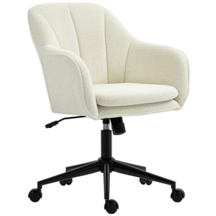 Chaise de bureau design bouclette beige clair piètement acier noir