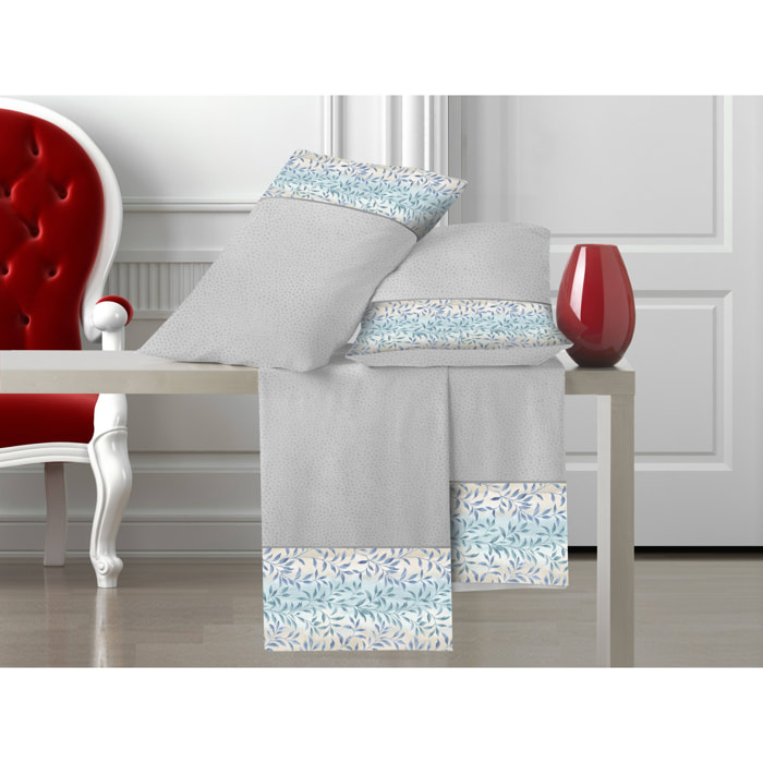 Completo letto Armonie IPERSAN Puro Cotone Felce Borbonese Grigio