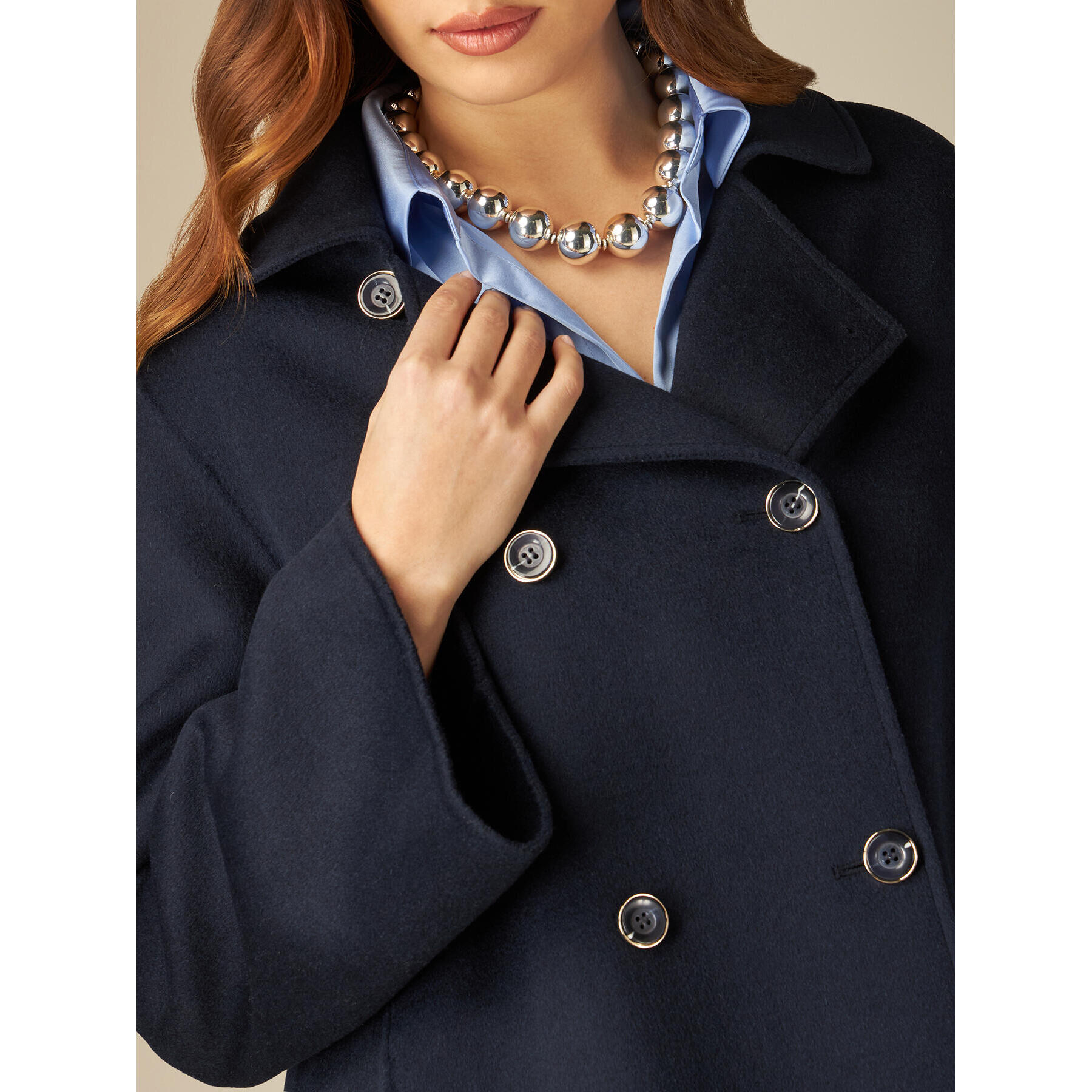 Oltre - Cappotto corto misto lana - Blu