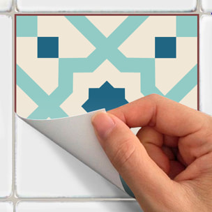 Stickers muraux - Sticker Mural Carrelage adhésif Cuisine Salle de Bain - 30 STICKERS CARREAUX DE CIMENT AZULEJOS FRANZY