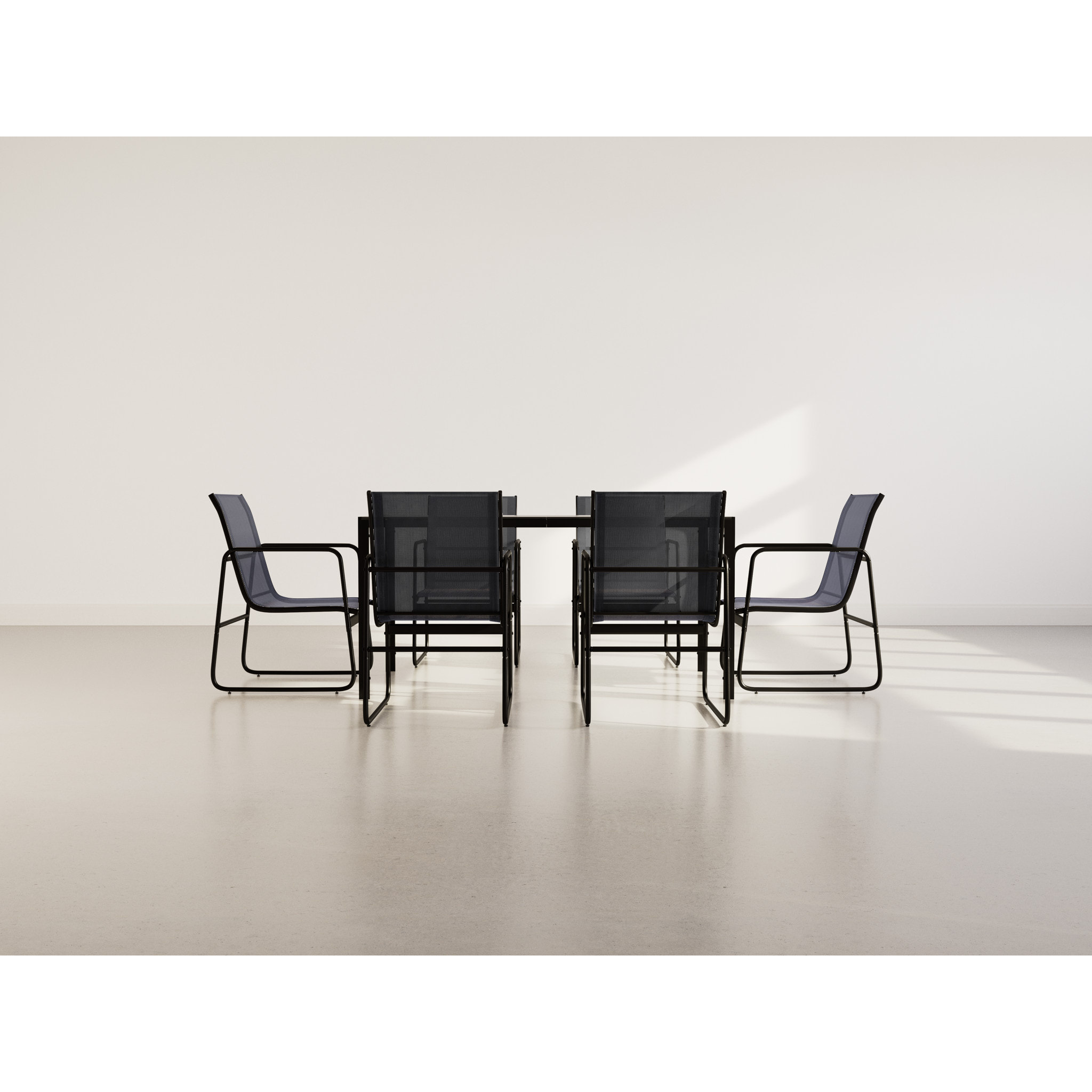 Murillo - ensemble table et chaises de jardin - 6 personnes - noir et gris - Noir / Gris