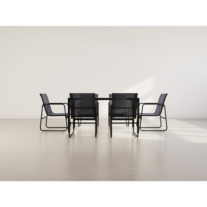 Murillo - ensemble table et chaises de jardin - 6 personnes - noir et gris - Noir / Gris