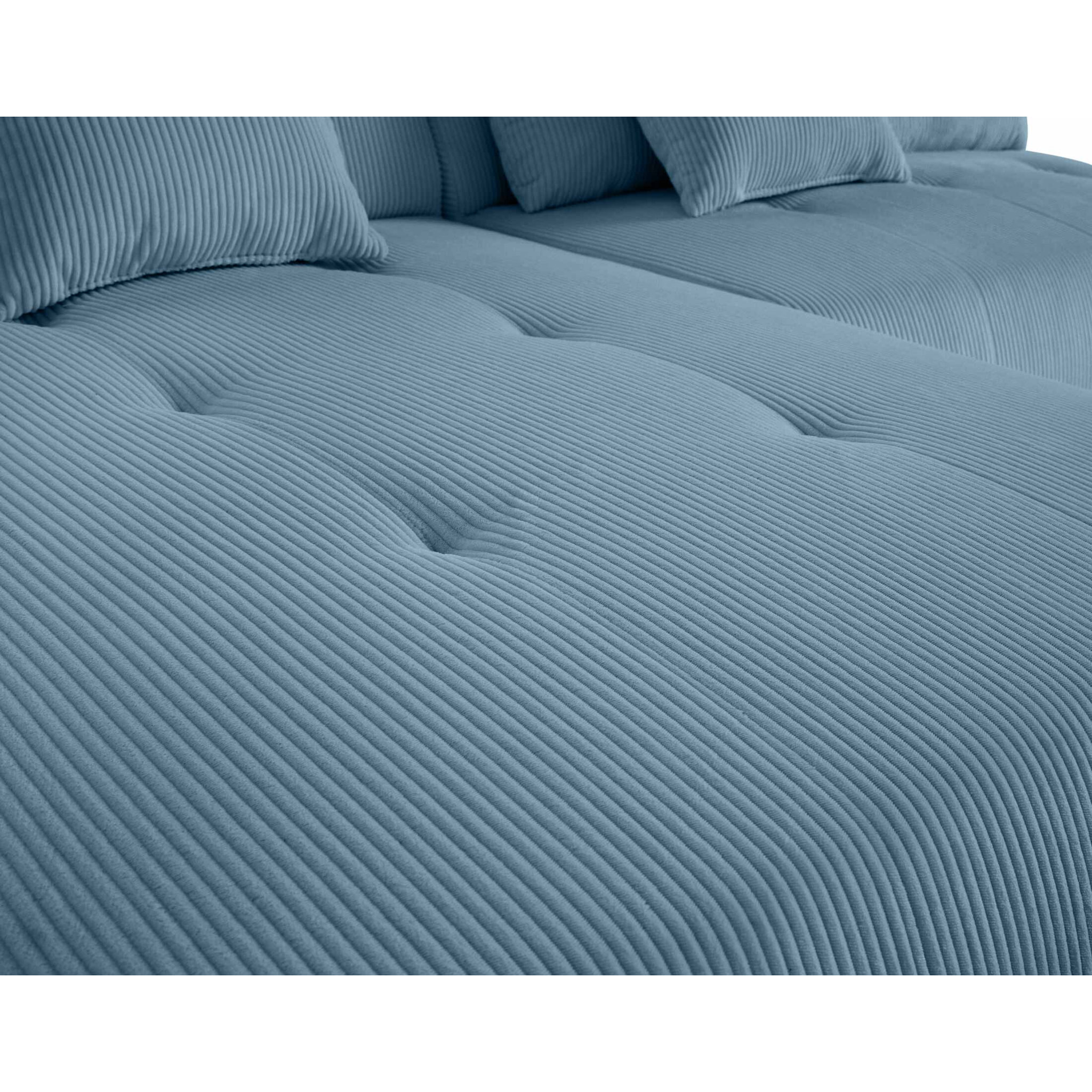 Onyx - canapé modulable d'angle gauche - 5 places - en velours côtelé - Bleu