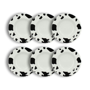 Lot de 6 assiettes creuses 20cm en porcelaine à motif zèbre ANIMALS
