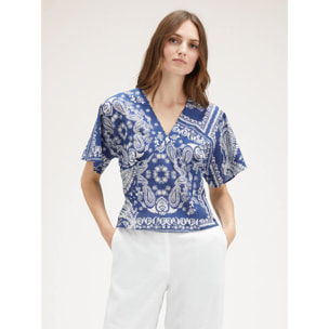 Motivi - Blusa a kimono fantasia foulard - Blu