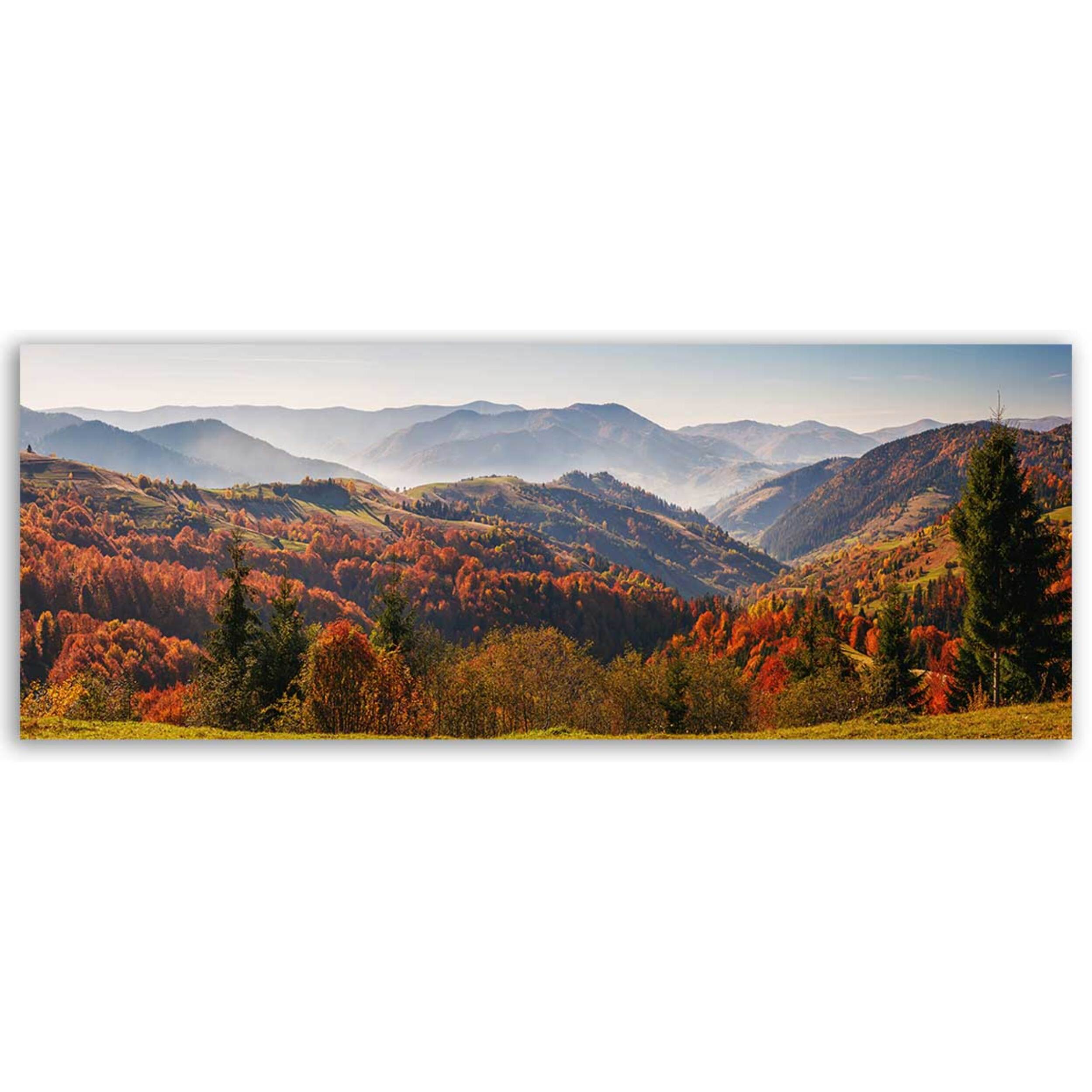 Tableau panoramique vallées d'automne et collines colorées Toile imprimée