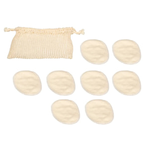 Sac avec 8 cotons démaquillants lavables