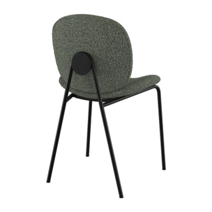 Lot de 2 chaises en tissu bouclé vert et pieds en métal noir - Iris