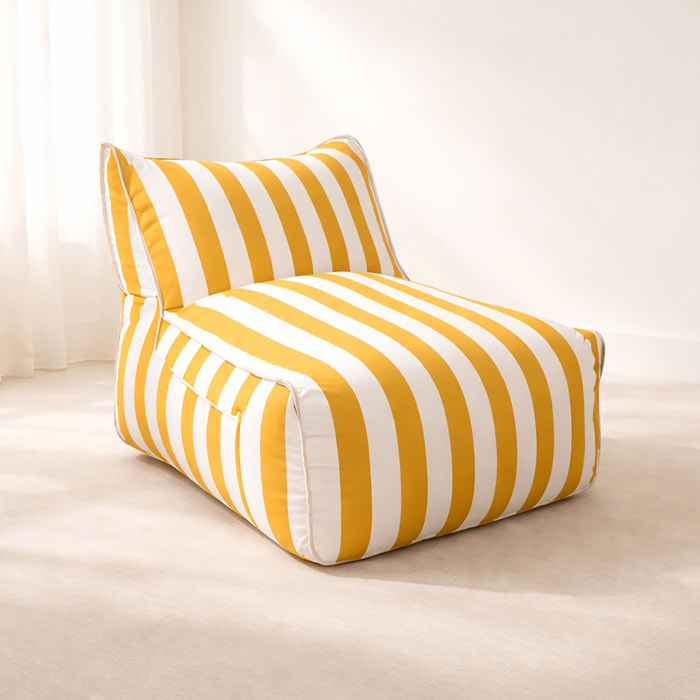 Fauteuil d'extérieur 75x95x70cm en tissu à rayure jaune et blanc FLAVIO