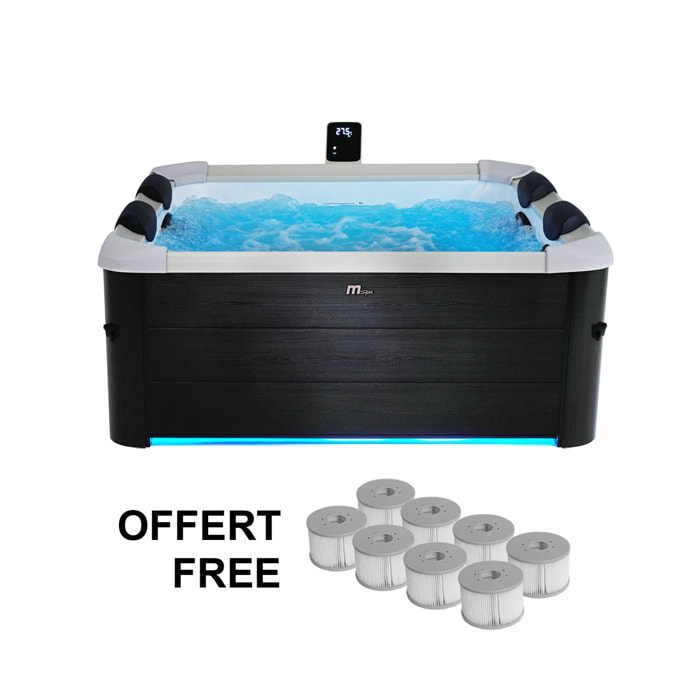 Spa rigide MSPA 6 places 4 coussins hydromassages. 8 filtres et bâche incluse 160 cm x 65 cm