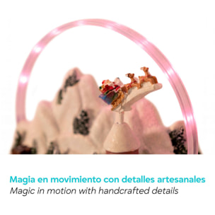Pueblo navideño led con movimiento, escena de invierno bajo arco iris 27x17,9x30cm