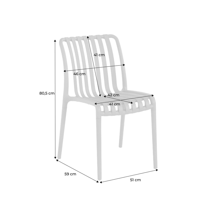 Chaise de jardin empilable plastique (lot de 4) AGATHE CHAISES
