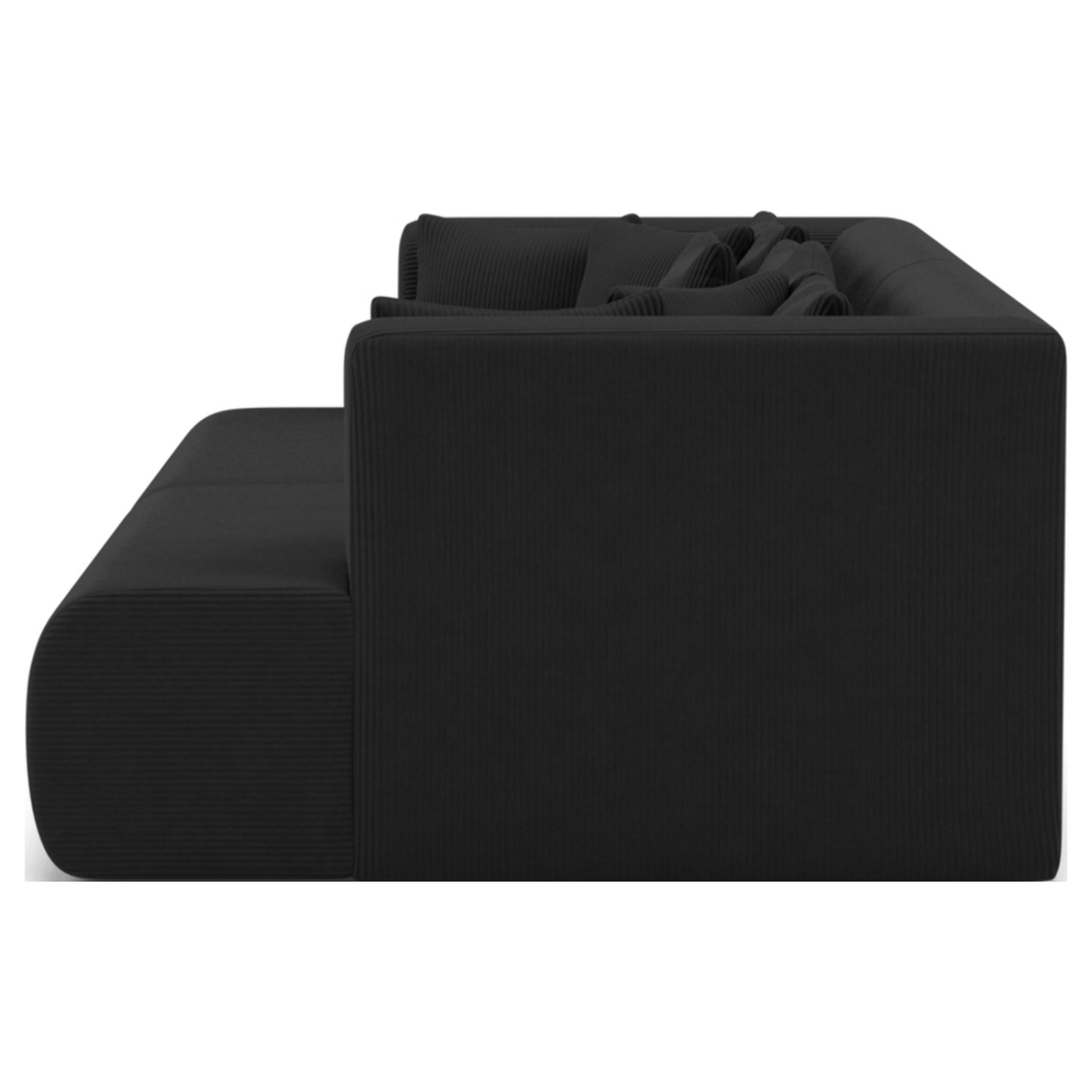 Onyx - canapé droit 4 places avec double méridienne - assise profonde - en velours côtelé - Noir